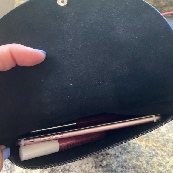 Theory black leather and denim hip pouch with silver hardware & adjustable strap - Picture 16 of 16